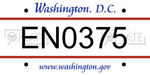 EN0375 District Of Columbia License Plate