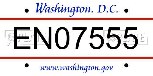 EN07555 District Of Columbia License Plate