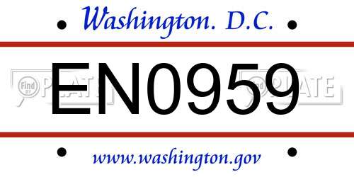 EN0959 District Of Columbia License Plate