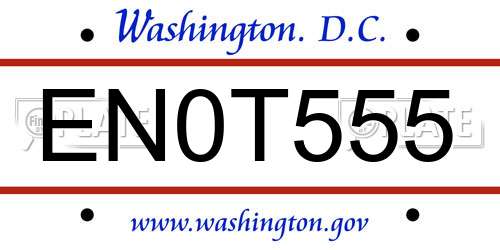 EN0T555 District Of Columbia License Plate
