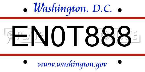 EN0T888 District Of Columbia License Plate