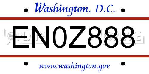 EN0Z888 District Of Columbia License Plate
