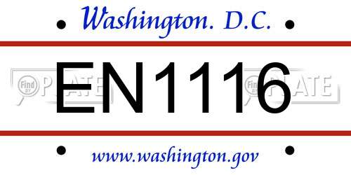 EN1116 District Of Columbia License Plate