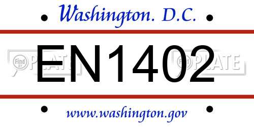 EN1402 District Of Columbia License Plate