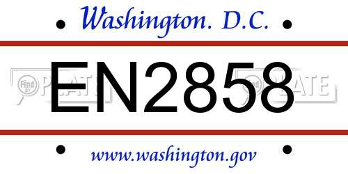 EN2858 District Of Columbia License Plate