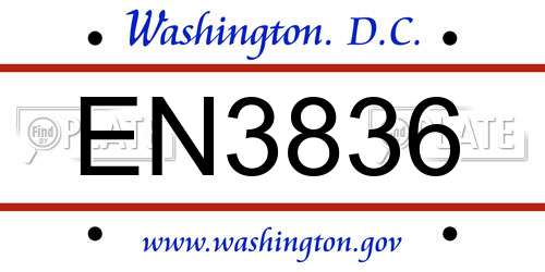 EN3836 District Of Columbia License Plate