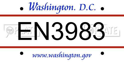 EN3983 District Of Columbia License Plate