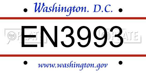 EN3993 District Of Columbia License Plate