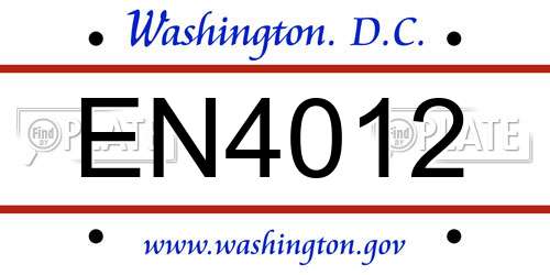 EN4012 District Of Columbia License Plate