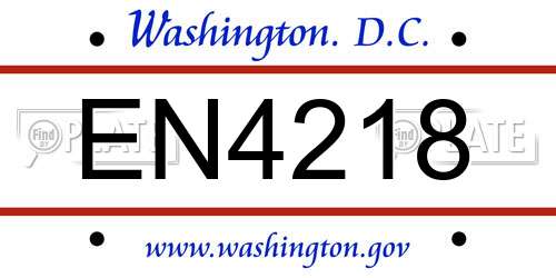 EN4218 District Of Columbia License Plate