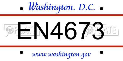 EN4673 District Of Columbia License Plate