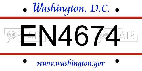 EN4674 District Of Columbia License Plate
