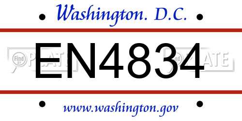 EN4834 District Of Columbia License Plate