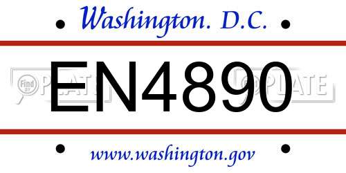 EN4890 District Of Columbia License Plate