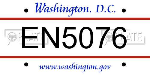 EN5076 District Of Columbia License Plate