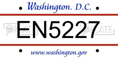 EN5227 District Of Columbia License Plate