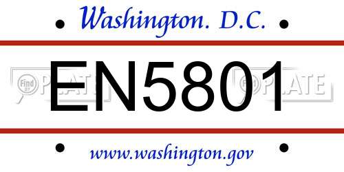 EN5801 District Of Columbia License Plate