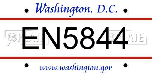 EN5844 District Of Columbia License Plate