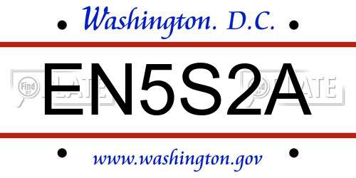 EN5S2A District Of Columbia License Plate