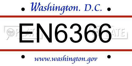 EN6366 District Of Columbia License Plate