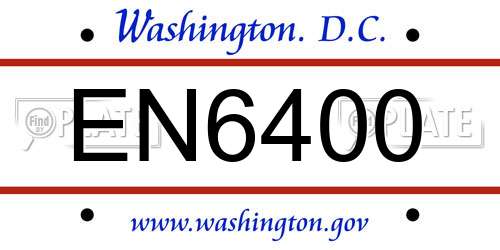 EN6400 District Of Columbia License Plate
