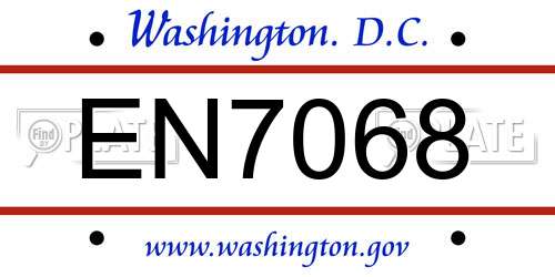EN7068 District Of Columbia License Plate
