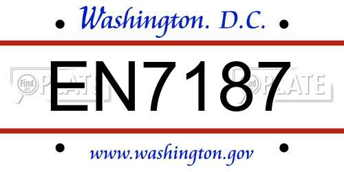 EN7187 District Of Columbia License Plate