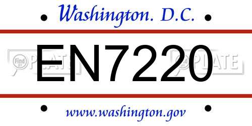 EN7220 District Of Columbia License Plate