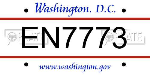 EN7773 District Of Columbia License Plate