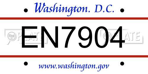 EN7904 District Of Columbia License Plate