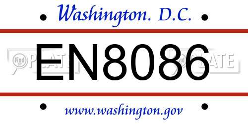EN8086 District Of Columbia License Plate