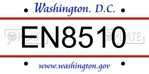 EN8510 District Of Columbia License Plate