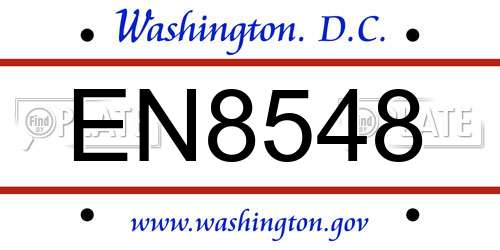EN8548 District Of Columbia License Plate
