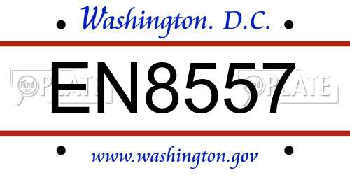 EN8557 District Of Columbia License Plate