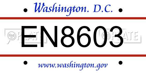 EN8603 District Of Columbia License Plate