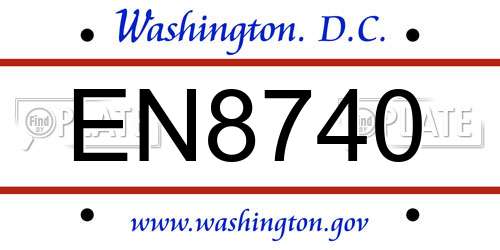 EN8740 District Of Columbia License Plate