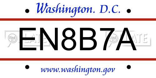 EN8B7A District Of Columbia License Plate