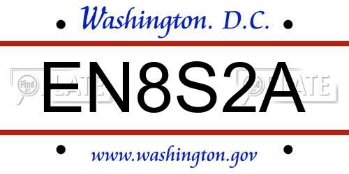 EN8S2A District Of Columbia License Plate