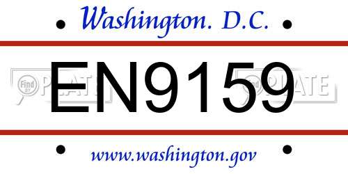 EN9159 District Of Columbia License Plate