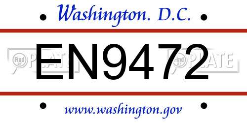 EN9472 District Of Columbia License Plate
