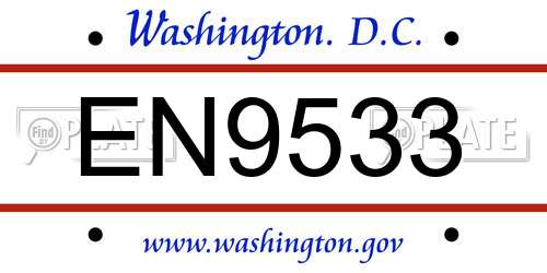 EN9533 District Of Columbia License Plate