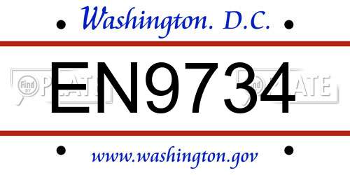 EN9734 District Of Columbia License Plate
