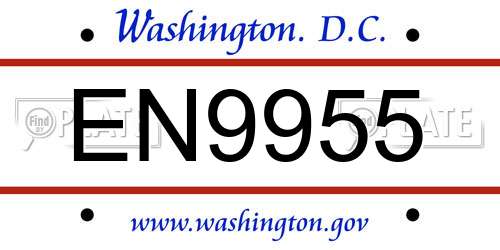 EN9955 District Of Columbia License Plate