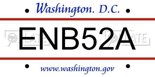 ENB52A District Of Columbia License Plate