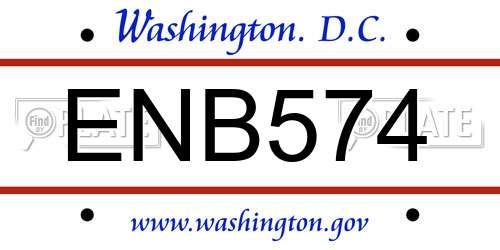 ENB574 District Of Columbia License Plate