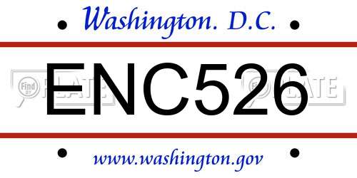 ENC526 District Of Columbia License Plate