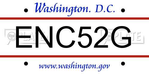 ENC52G District Of Columbia License Plate