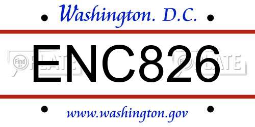 ENC826 District Of Columbia License Plate