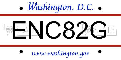 ENC82G District Of Columbia License Plate