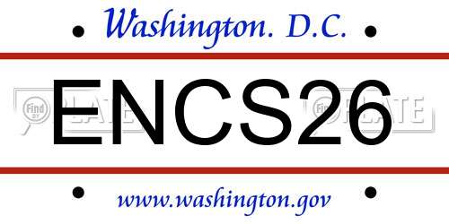 ENCS26 District Of Columbia License Plate
